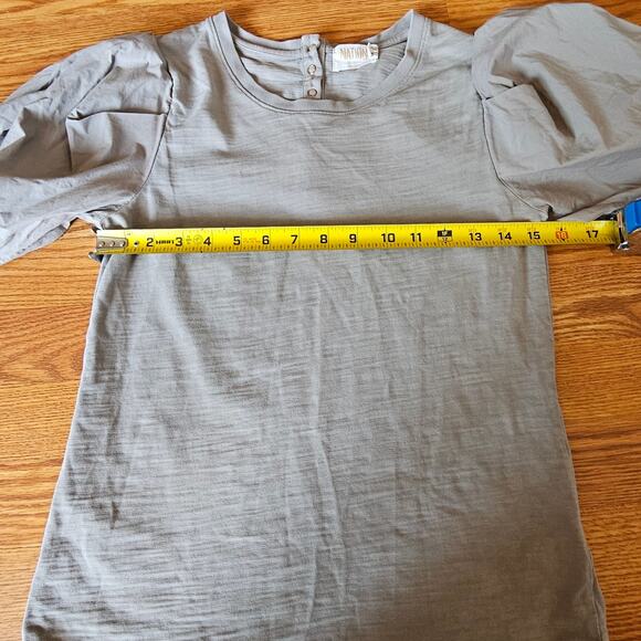 Nation LTD Puffed Sleeve Tee Shirt Green Cottagecore Size Small - Picture 5 of 7